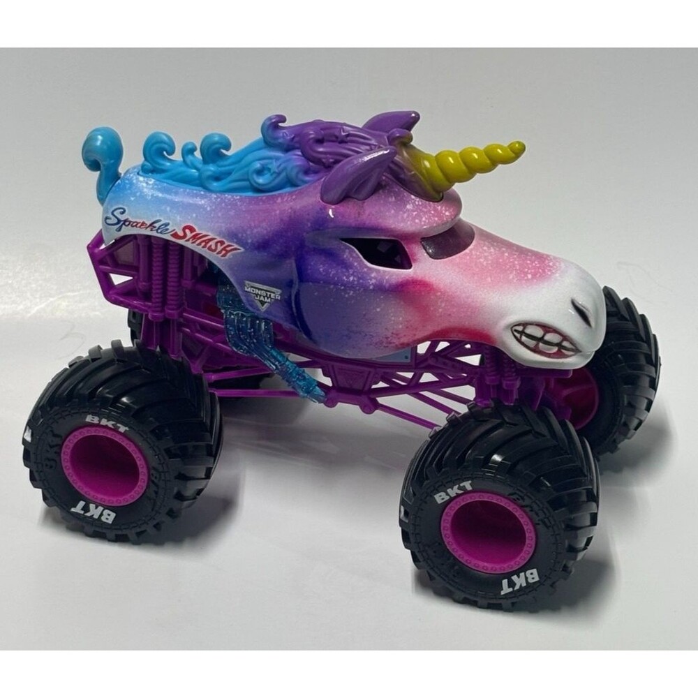 Monster Jam Sparkle Smash Unicorn 1:24 Scale Monster Truck Spin Master Purple